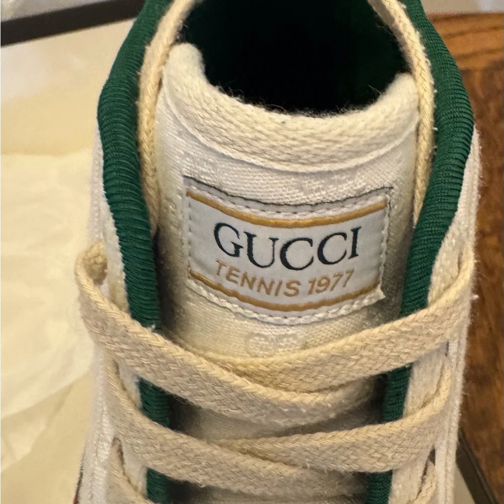 Authentic Women’s Gucci Tennis 1977 Mini GG High Tops White Canvas Sz 38 - Picture 13 of 16